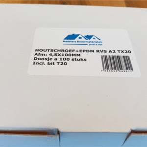SPENGLERSCHROEF RVS A2-Ø4.5X100 TX20 + DICHTINGSRING 100/do.