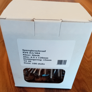 SPENGLERSCHROEF RVS A2-Ø4.5X120 TX20 + DICHTINGSRING 100/do.